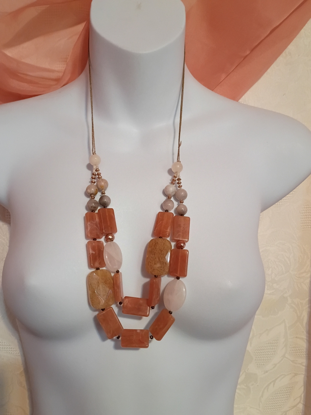 J.Jill Rose Quartz Multi-Strand Adjustable Necklace
